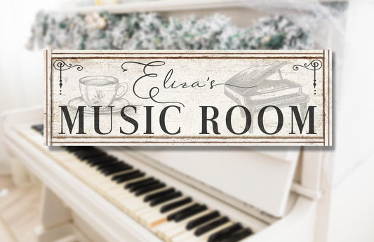 MUSIC ROOM Sign Wall Art Custom Vintage Personalized Name Farmhouse Studio Decor