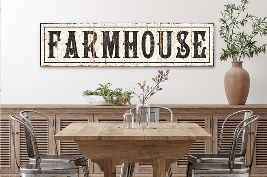Vintage FARMHOUSE Sign Large Modern Rustic Canvas Decor Kitchen Dining Room Entry Wall Art