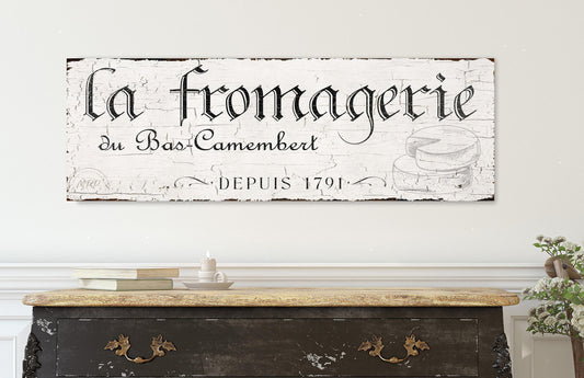 French La Fromagerie Vintage Cheese Shop Sign France Country Paris Inspired Rustic Kitchen Decor