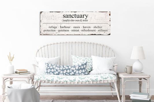 SANCTUARY Sign Vintage Wall Decor Custom Personalized Art Print For Her Mom Relax