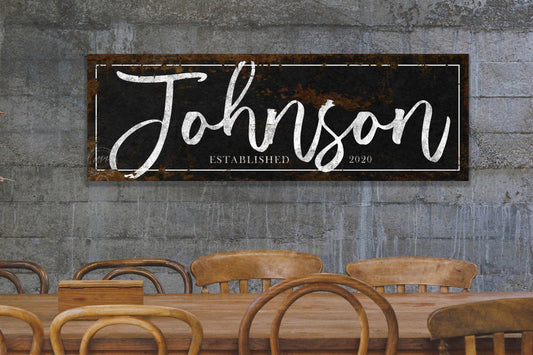 Vintage FAMILY NAME Sign Personalized Modern Farmhouse Custom Front Entrance Wall Art Decor