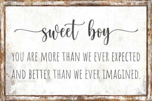 Vintage SWEET BOY Affirmation Self Kids Room Baby Nursery Wall Decor Large Rustic Canvas