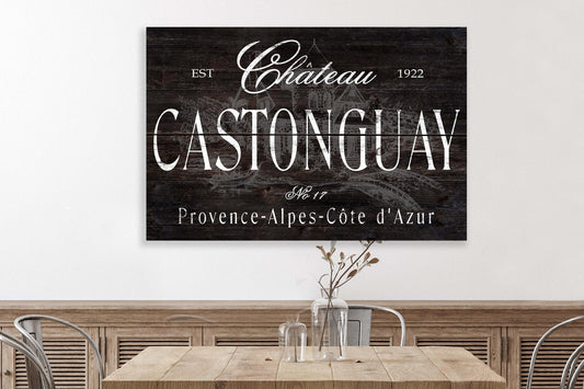 French Country Personalized CHATEAU Sign Vintage France Inspired Large Wall Art Home Decor