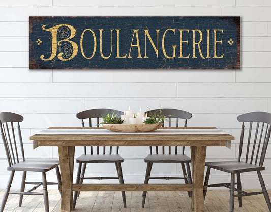 French Bakery Sign Boulangerie | Kitchen Decor, Large Vintage Rustic Canvas, Custom Metal Wall Art