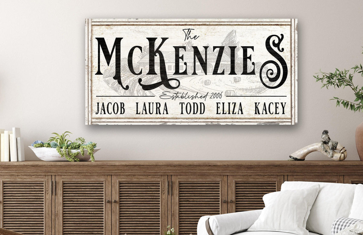 Personalized Last Name Homestead Sign, Rustic Farmhouse Family Canvas Art