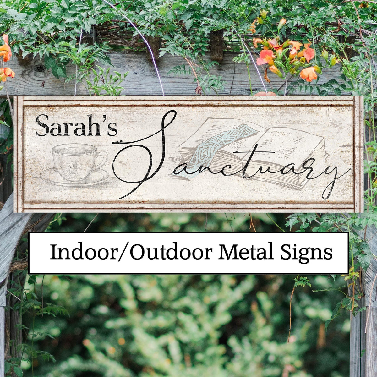 SANCTUARY Sign OUTDOOR Metal Gift For Her Patio Porch Garden Signs