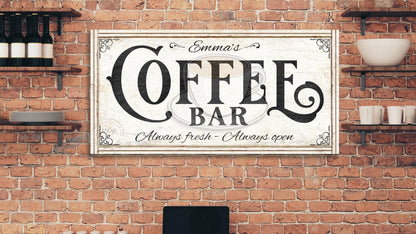 Vintage Coffee Bar Sign: Modern Farmhouse Kitchen Wall Art