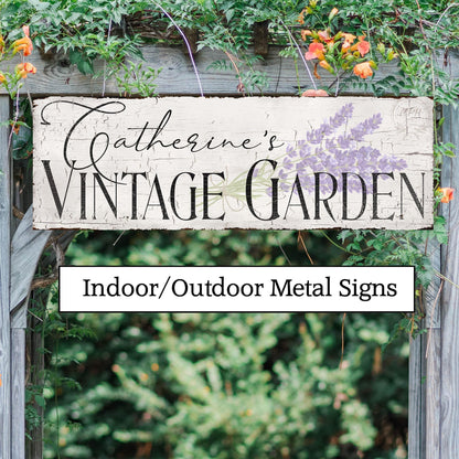 Vintage Personalized GARDEN Sign Gift For Her OUTDOOR METAL French Country Farmhouse Decor