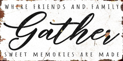 GATHER Memories Are Made Modern Vintage Farmhouse Sign Wall Large Rustic Kitchen Dining Room Print