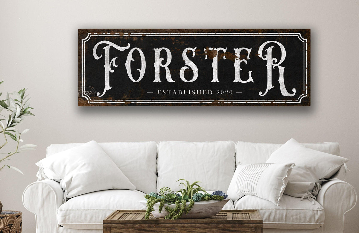 FAMILY NAME SIGN Vintage Personalized Wall Art Entry Welcome Established Year Farmhouse Decor