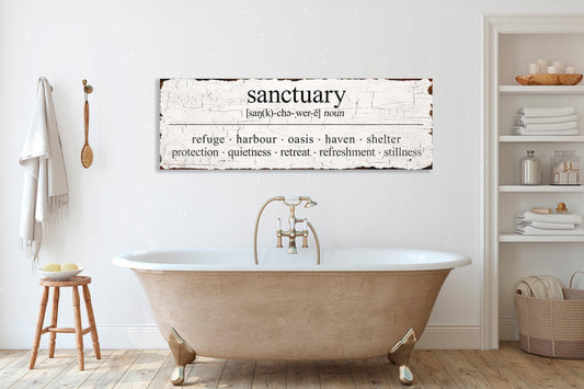 SANCTUARY Sign Vintage Wall Decor Custom Personalized Art Print For Her Mom Relax