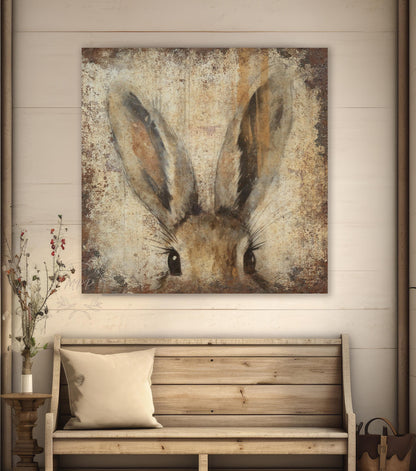 EASTER Wall Art Print Vintage BUNNY Ears Sign Square Modern Farmhouse Large Rustic Canvas Decor