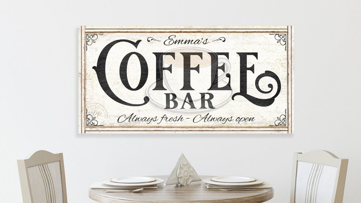Vintage Coffee Bar Sign: Modern Farmhouse Kitchen Wall Art