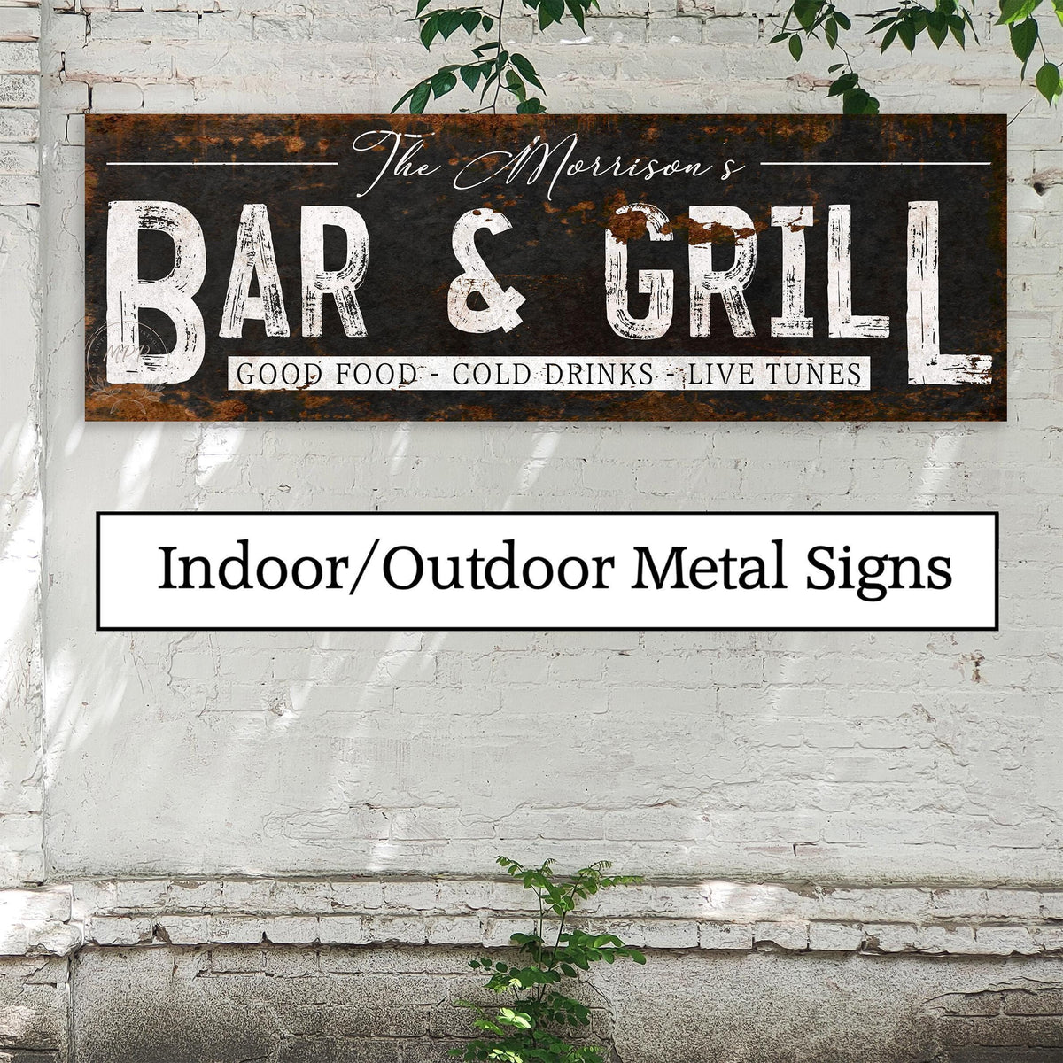 Bar & Grill Family Name Custom Outdoor Personalized Sign For Backyard Patio Deck Pool