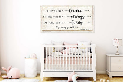 MY BABY YOU'll Be Robert Munsch Vintage Nursery Kids Room Bedroom Wall Decor Large Farmhouse Print
