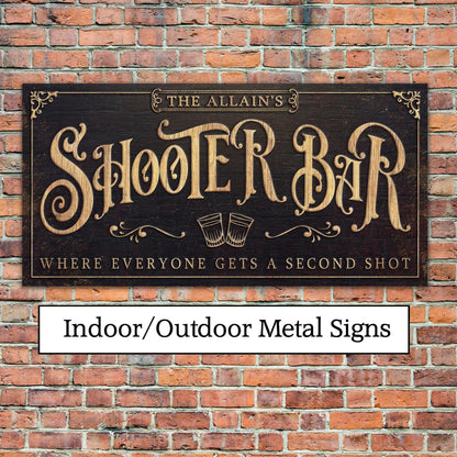 SHOOTER BAR Metal Sign Indoor Outdoor Custom Personalized Vintage Basement Name Signs
