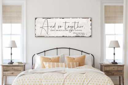And So Together They Built a Life they loved wedding gift for couple personalized sign, Custom Farmhouse wall decor wall art modern,
cottagecore decor, Home Decor, Bedroom sign, Sign over bed, Vintage Sign, Farmhouse Decor, Wedding Anniversary gift