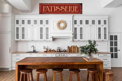 Vintage Pastry Shop Sign Paris French Inspired PATISSERIE Country RED Rustic Kitchen Wall Art Print