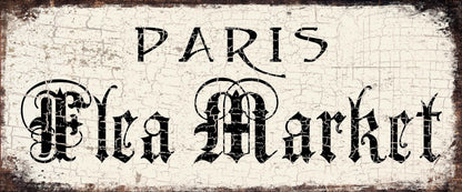 FLEA MARKET Sign Paris French Country Inspired Decor Large Rustic Distressed Canvas Print