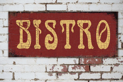 Large Red BISTRO Sign Vintage France Inspired Business or Kitchen Wall Decor