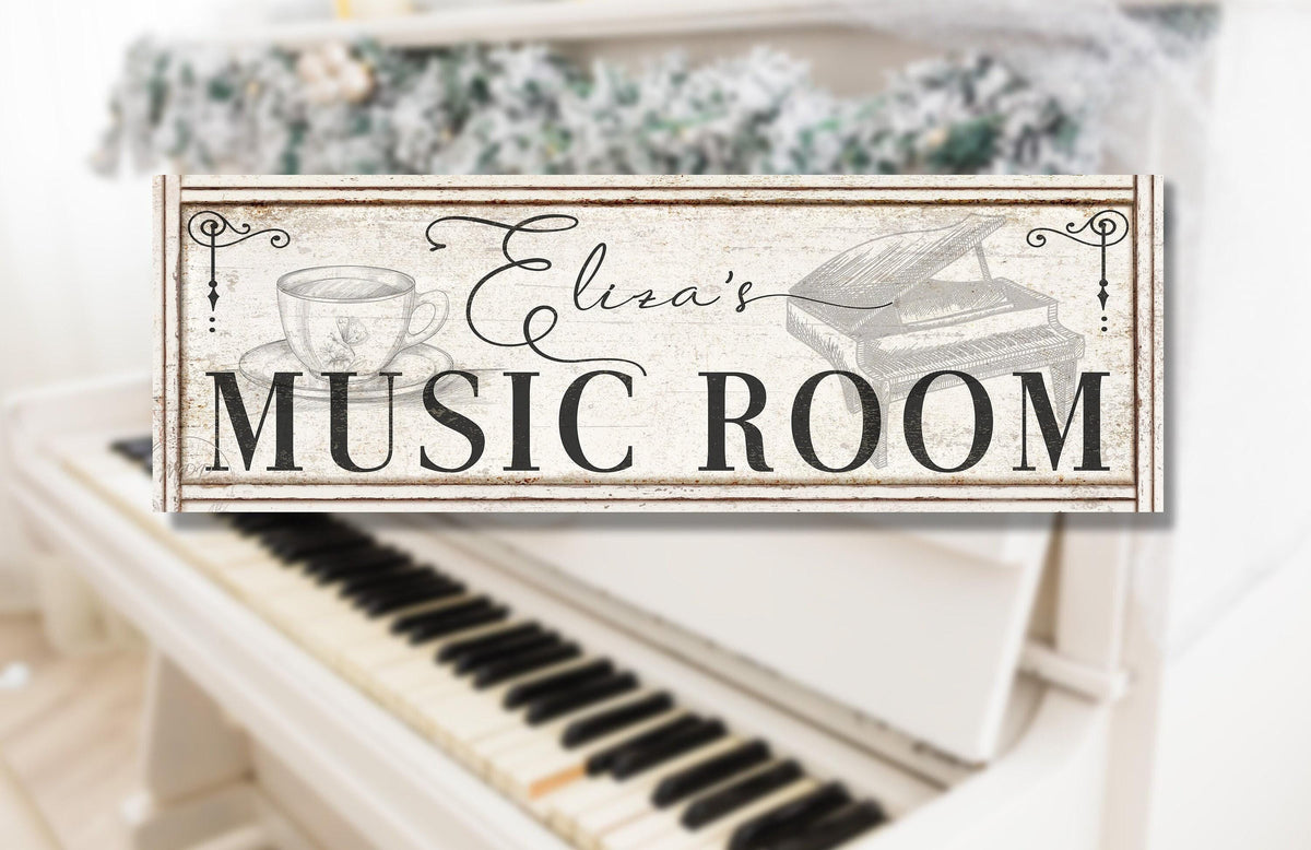 MUSIC ROOM Sign Wall Art Custom Vintage Personalized Name Farmhouse Studio Decor