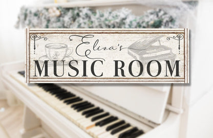 MUSIC ROOM Sign Wall Art Custom Vintage Personalized Name Farmhouse Studio Decor