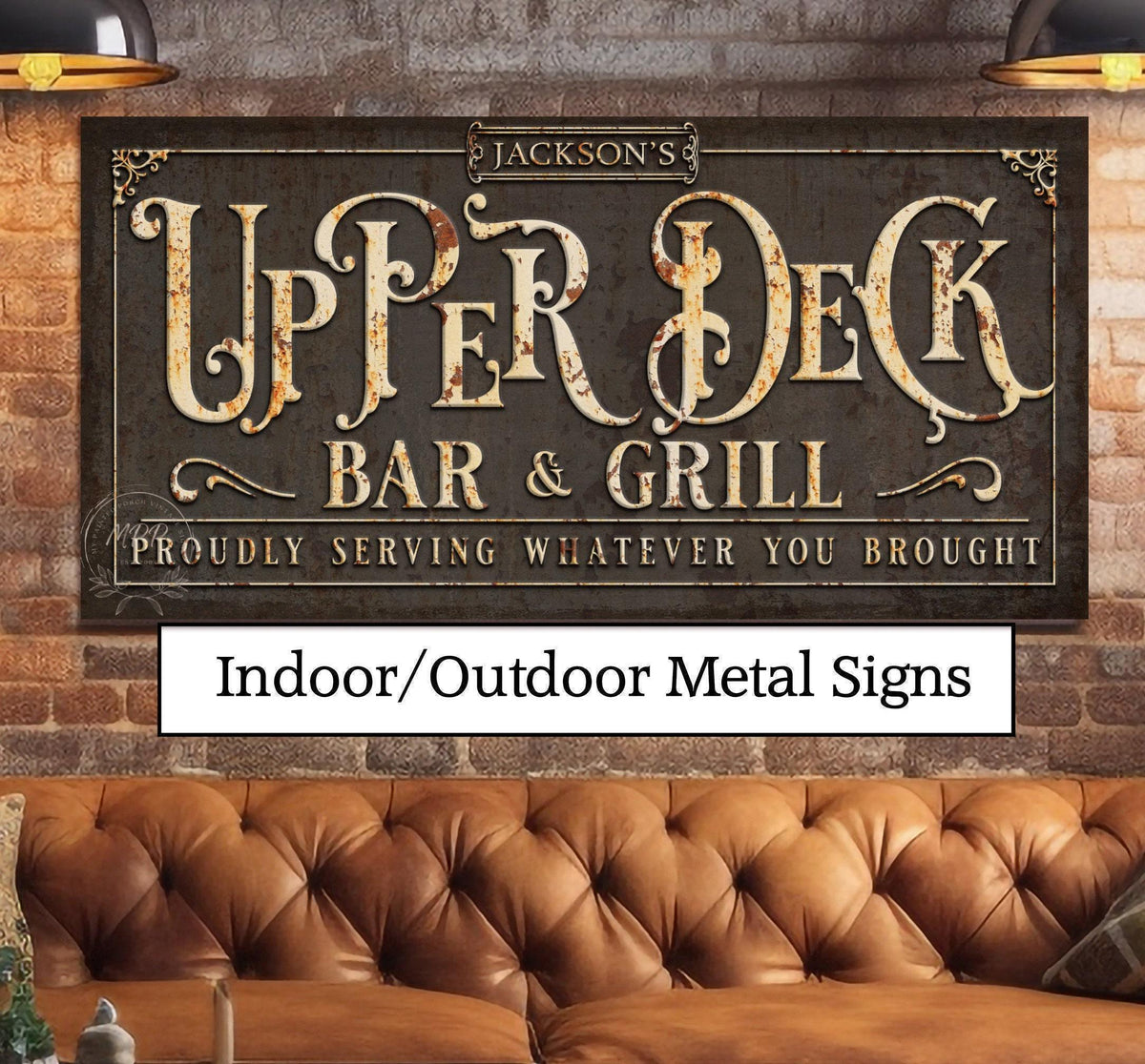Personalized Patio Metal Sign Upper Deck - Vintage Backyard Wall Art Decor