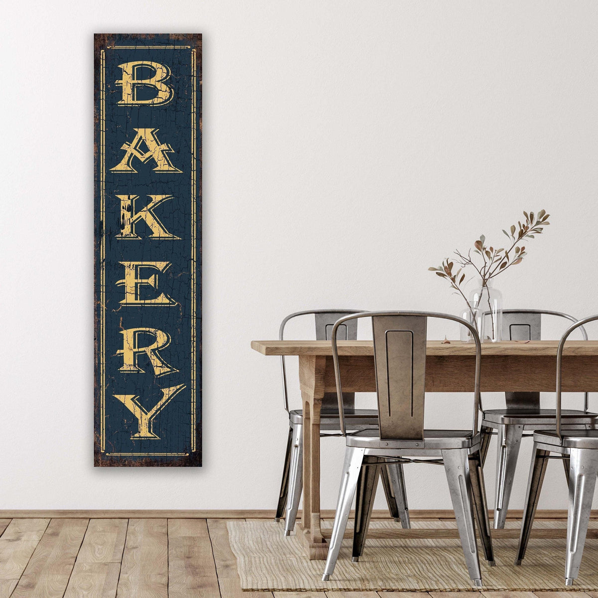 BAKERY Sign Vintage Retro French BLUE Large Rustic Canvas Kitchen Dining Room Business Shop Print