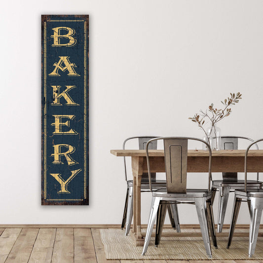BAKERY Sign Vintage Retro French BLUE Large Rustic Canvas Kitchen Dining Room Business Shop Print