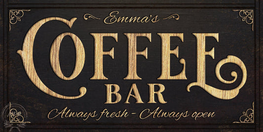 Coffee Bar Sign, Vintage Farmhouse Kitchen Wall Decor, Canvas or Metal