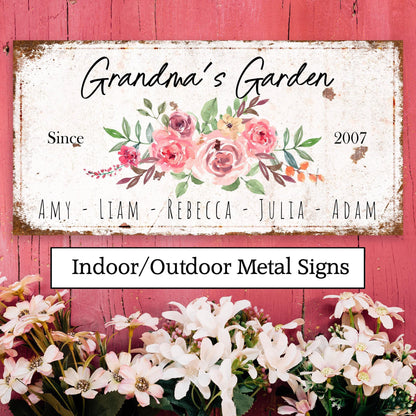 Grandma's Garden Metal or Canvas Sign, Custom Cottagecore Outdoor Decor