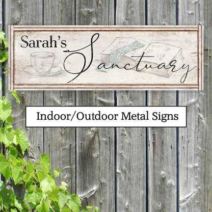 SANCTUARY Sign OUTDOOR Metal Gift For Her Patio Porch Garden Signs