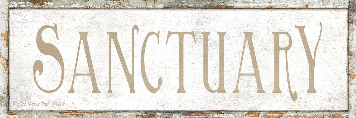 Vintage SANCTUARY Sign Bathroom Farmhouse Wall Art Print Reading Corner Gift For Her
