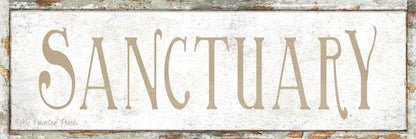 Vintage SANCTUARY Sign Bathroom Farmhouse Wall Art Print Reading Corner Gift For Her