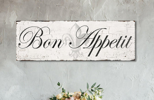 Vintage BON APPETIT Sign French Country Kitchen Wall Decor Paris Inspired For Dining Room