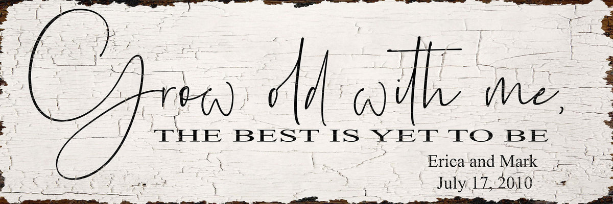 GROW OLD WITH Me Vintage Personalized Wedding Sign For Couple Anniversary Farmhouse Canvas Print