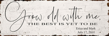 GROW OLD WITH Me Vintage Personalized Wedding Sign For Couple Anniversary Farmhouse Canvas Print