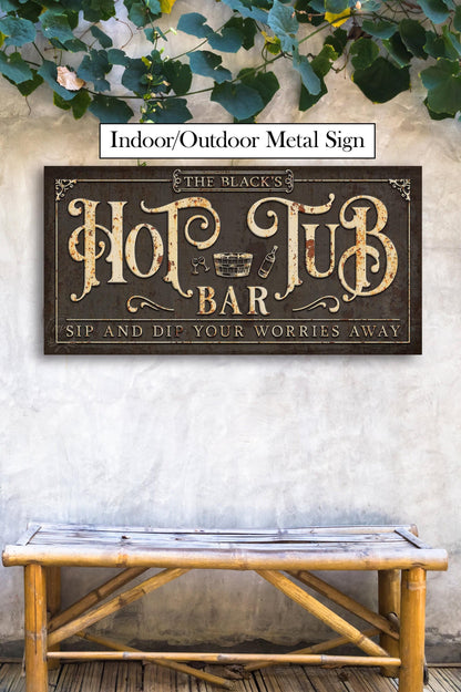Hot Tub Personalized Metal Sign, Vintage Rustic Wall Art