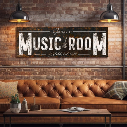 Custom Music Room Sign Vintage Inspired Wall Art Recording Or Rehearsal Studio Rustic Decor