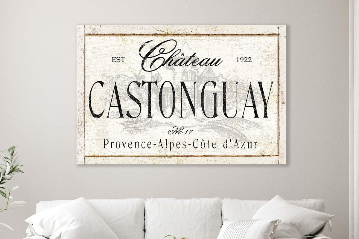 French CHATEAU Personalized Sign Large Vintage Custom Family Name Wall Art