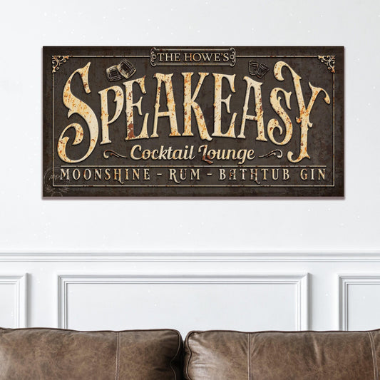 Custom SPEAKEASY Sign Vintage Inspired Basement Bar Decor Large Rustic Wall Art