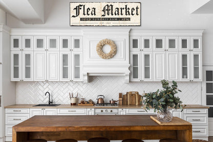 FLEA MARKET Vintage Sign Farmhouse Canvas Business Personalized Metal Art Print