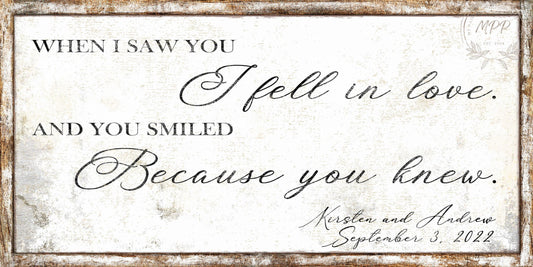 When I Saw You Sign Vintage Modern Farmhouse Romantic Wall Art Large Bedroom Canvas Print