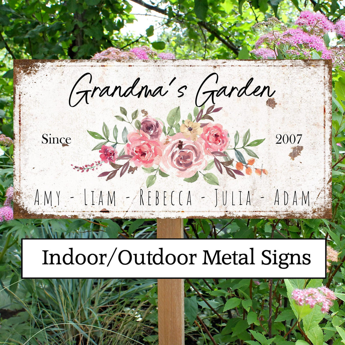 Grandma's Garden Metal or Canvas Sign, Custom Cottagecore Outdoor Decor