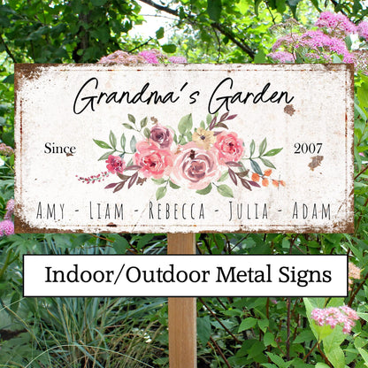 Grandma's Garden Metal or Canvas Sign, Custom Cottagecore Outdoor Decor