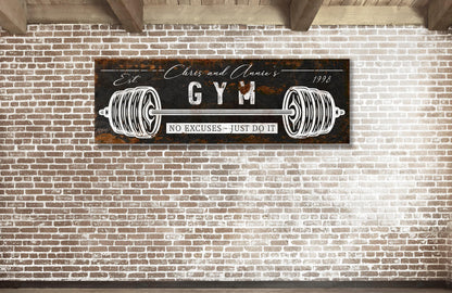 Custom Home GYM Sign Personalized Vintage Inspired Fitness Workout Room Decor