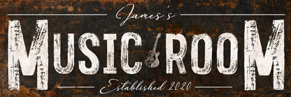 Custom Music Room Sign Vintage Inspired Wall Art Recording Or Rehearsal Studio Rustic Decor