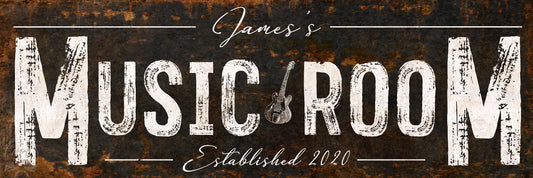 Custom Music Room Sign Vintage Inspired Wall Art Recording Or Rehearsal Studio Rustic Decor