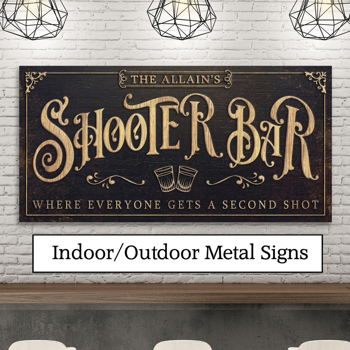 SHOOTER BAR Metal Sign Indoor Outdoor Custom Personalized Vintage Basement Name Signs