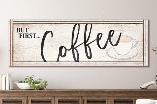 Large Rustic Kitchen COFFEE Bar Sign Canvas Wall Art